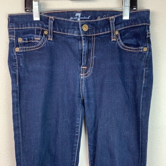 7 for all Mankind the Skinny mid rise dark indigo wash dressy 5 pocket jeans EUC - Picture 4 of 9